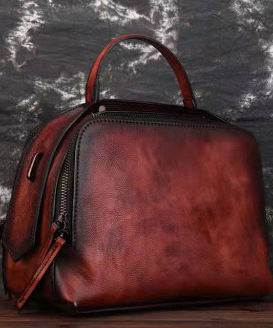 Schicke Satchel-Handtasche aus Kalbsleder mit Regenbogen-Batikmuster