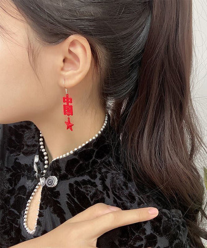 Pendientes colgantes de aleación de cobre rojo con diseño de "Te amo" de China