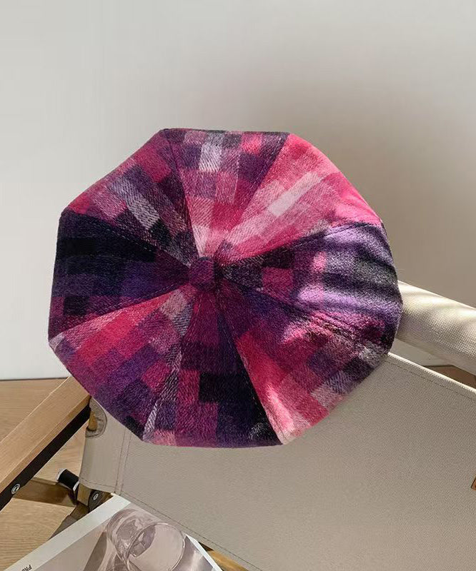 Boina de lana versátil y elegante a cuadros rojos