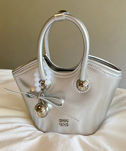 Chic Red Solid Durable Calf Leather Tote Handbag