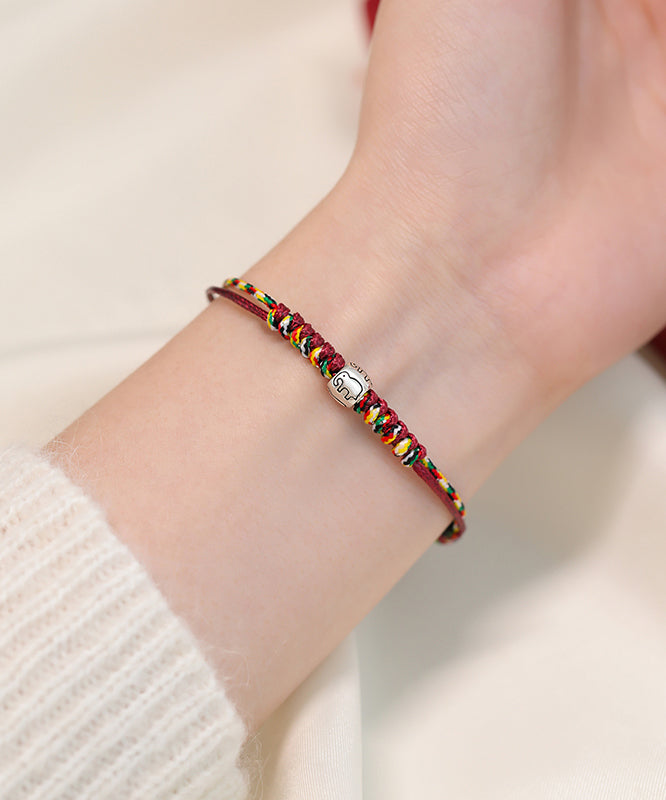 Elegante pulsera de elefante de plata de ley roja