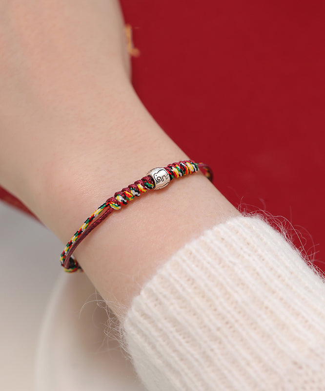 Schickes rotes Elefantenarmband aus Sterlingsilber