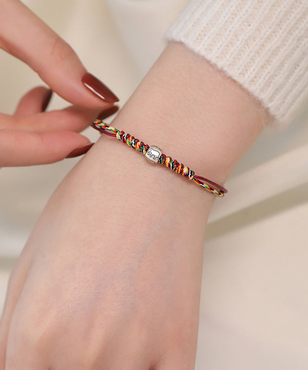 Schickes rotes Elefantenarmband aus Sterlingsilber