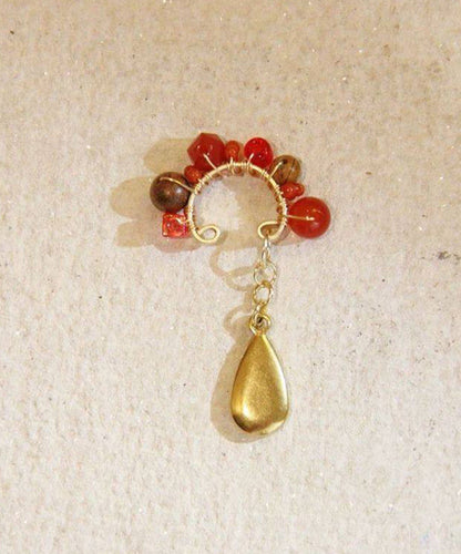 Chic Red Sterling Silver Overgild Agate Colored Glaze Peking Opera Stud Earrings