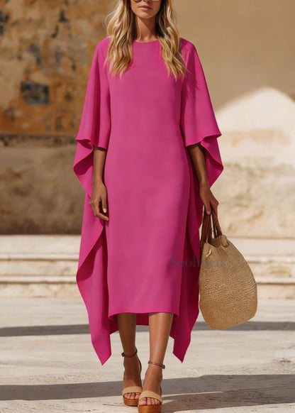 Chic Rose Asymmetrical Design Holiday Maxi Dress Spring