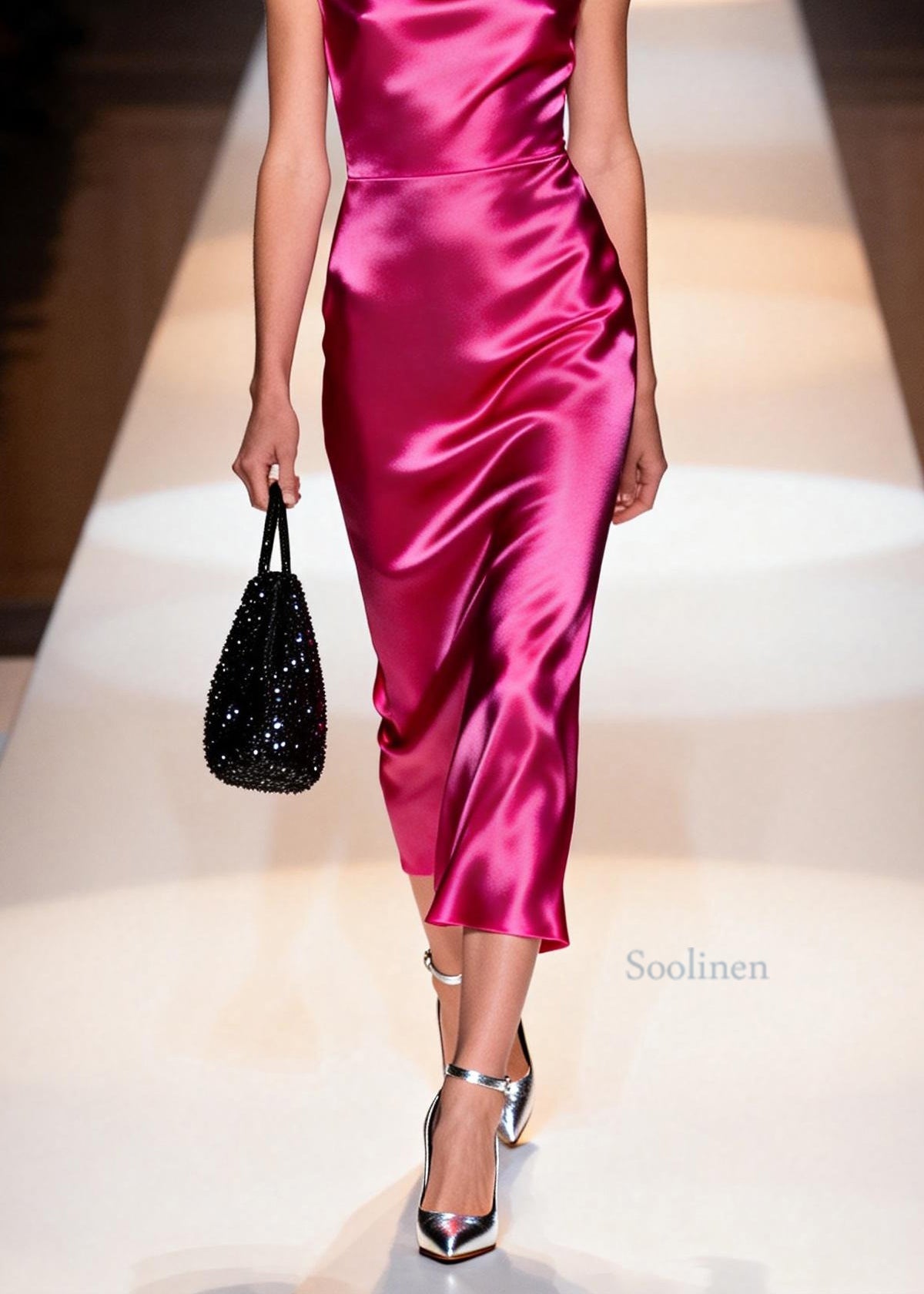 Chic Rose Draping Collar Silk Maxi Dresses Summer