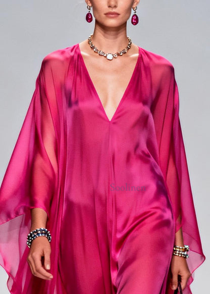 Chic Rose Oversized Exra Large Hem Chiffon Maxi Dress Summer