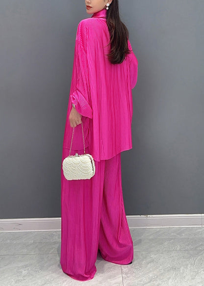 Chic Rose Oversized Wrinkled Draping Two Piece Set Women Clothing Fall