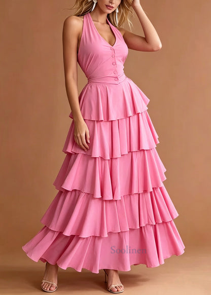 Chic Rose Ruffled Halter Cotton Women Sets 2 Pieces Summer