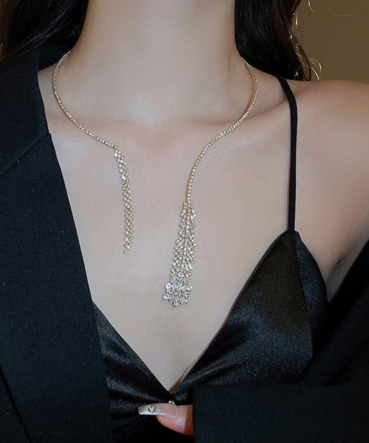 Elegante collar de princesa con borlas de circonita y aleación de seda