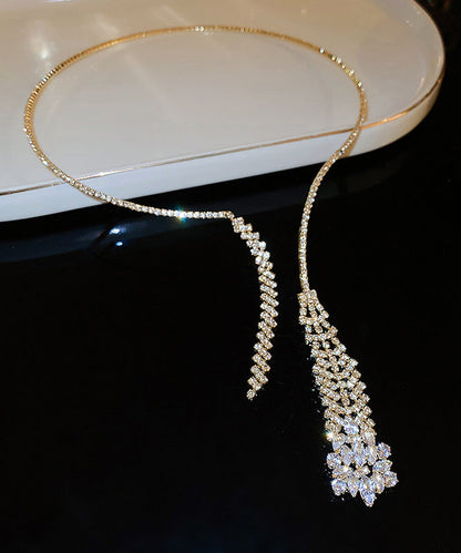 Elegante collar de princesa con borlas de circonita y aleación de seda