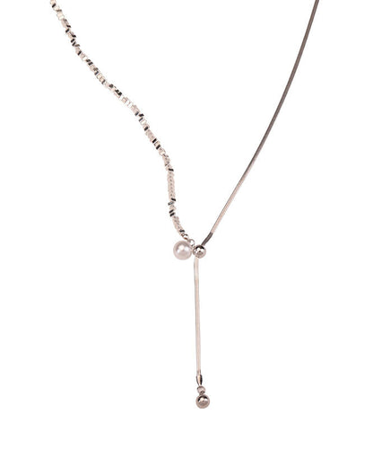 Chic Silk Halskette mit Anhänger aus Sterlingsilber mit Perlen und gebrochenem Silber