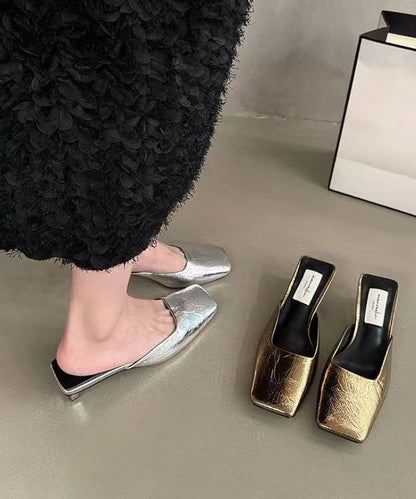 Schicke silberne Chunky-Sandalen aus Kunstleder