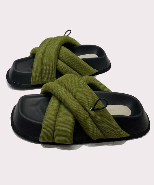 Schicke, atmungsaktive grüne Mesh-Sandalen mit Spleiß-Plattform