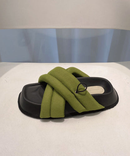 Schicke, atmungsaktive grüne Mesh-Sandalen mit Spleiß-Plattform