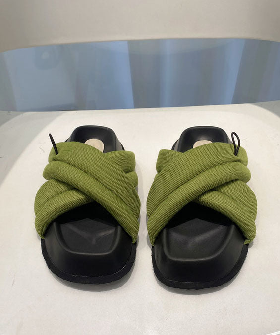 Schicke, atmungsaktive grüne Mesh-Sandalen mit Spleiß-Plattform