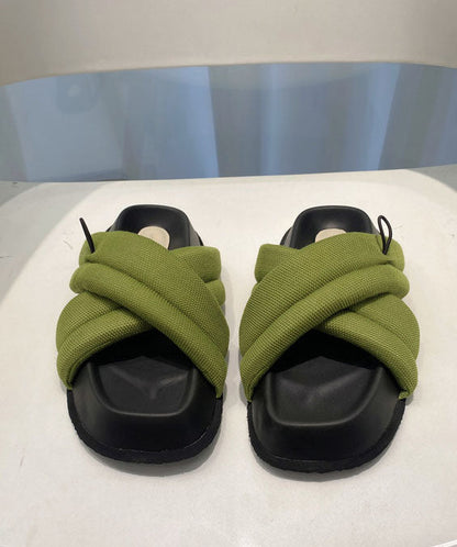 Schicke, atmungsaktive grüne Mesh-Sandalen mit Spleiß-Plattform