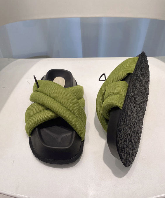 Schicke, atmungsaktive grüne Mesh-Sandalen mit Spleiß-Plattform