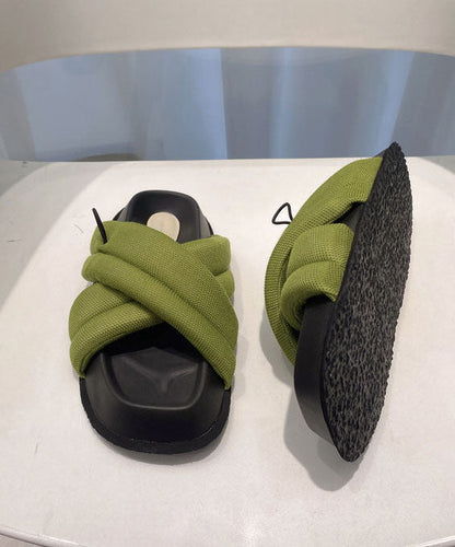 Schicke, atmungsaktive grüne Mesh-Sandalen mit Spleiß-Plattform