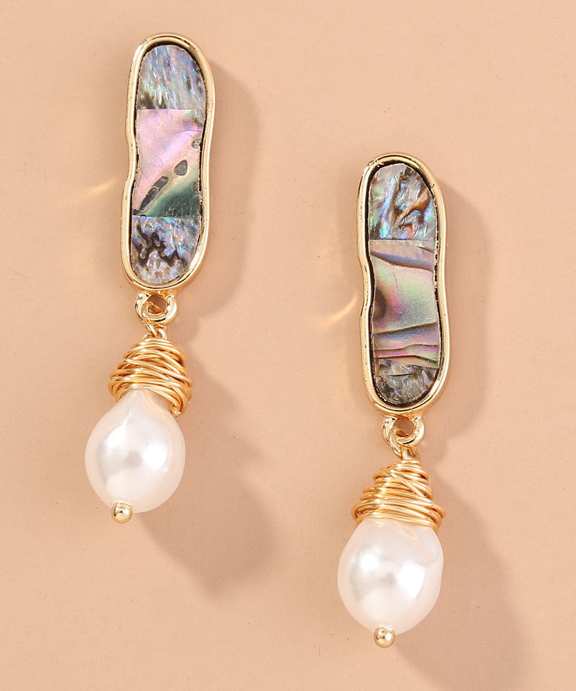 Schicke Tropfenohrringe aus Sterlingsilber mit Jade-Abalone-Muschel