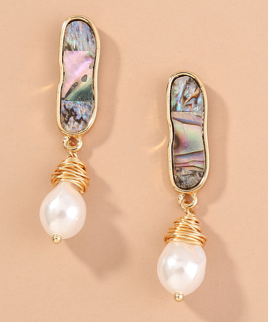 Schicke Tropfenohrringe aus Sterlingsilber mit Jade-Abalone-Muschel