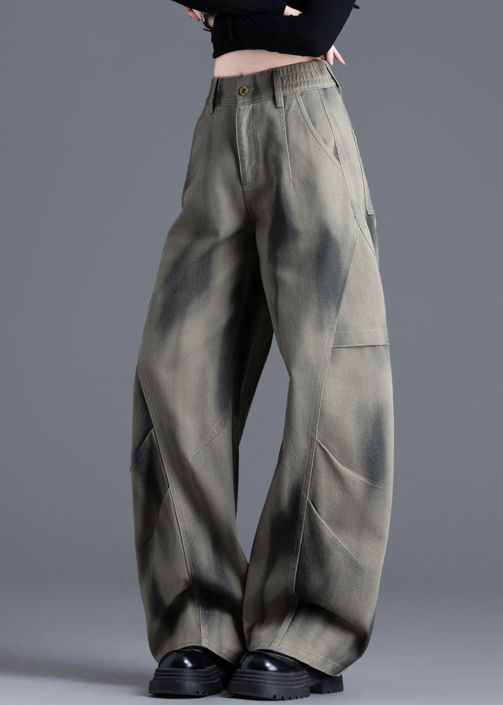 Chic Tie Dye Print Elastic Waist Denim Pants Spring