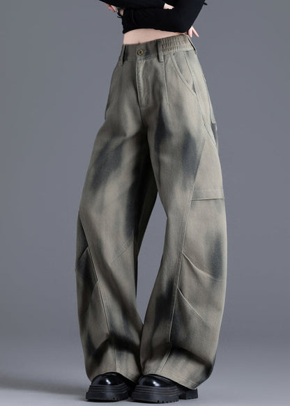 Chic Tie Dye Print Elastic Waist Denim Pants Spring