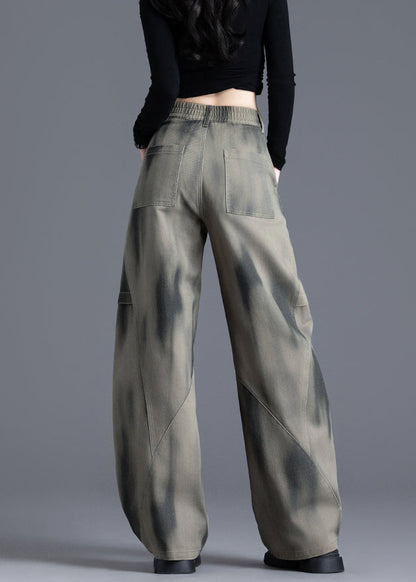 Chic Tie Dye Print Elastic Waist Denim Pants Spring