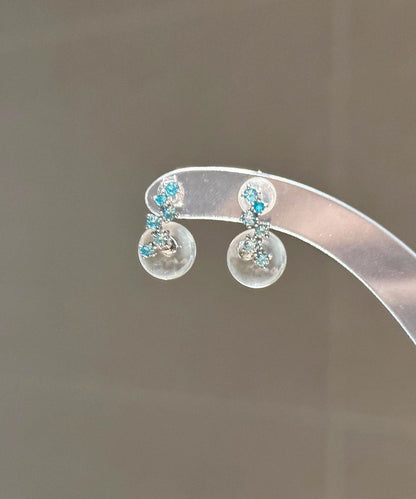 Chic Transparent Color Sterling Silver Zircon Glass Marble Drop Earrings