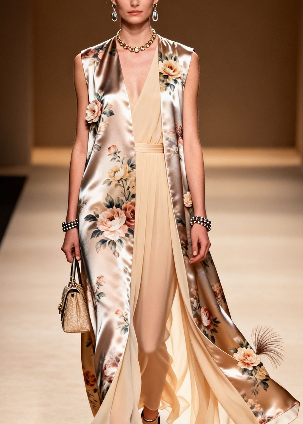 Chic V Neck Print Chiffon Two Pieces Set Summer