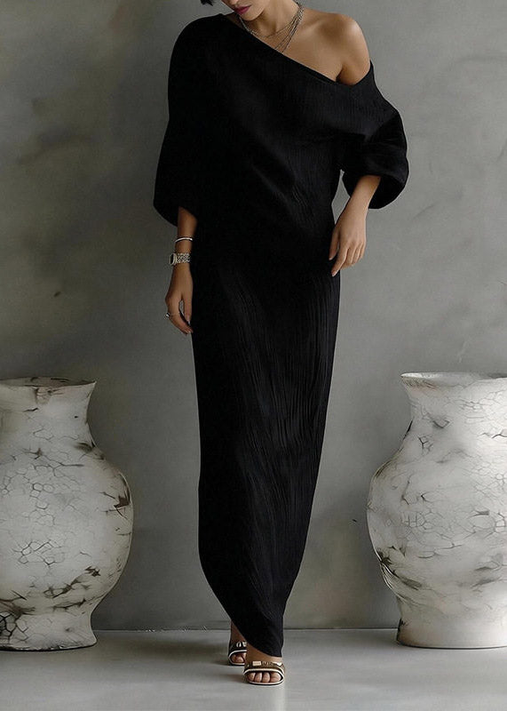 Chic White Asymmetrical One Shoulder Maxi Dresses Fall