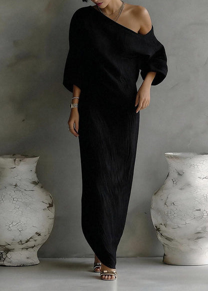 Chic White Asymmetrical One Shoulder Maxi Dresses Fall