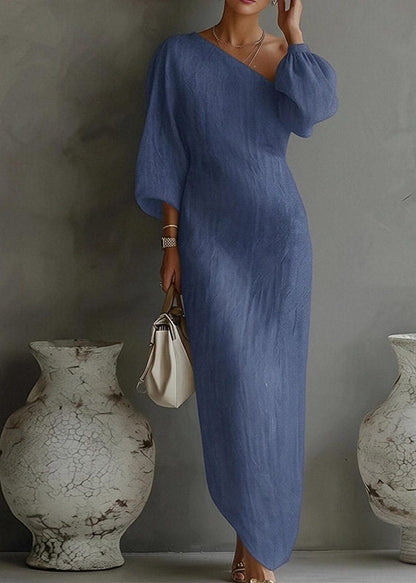 Chic White Asymmetrical One Shoulder Maxi Dresses Fall