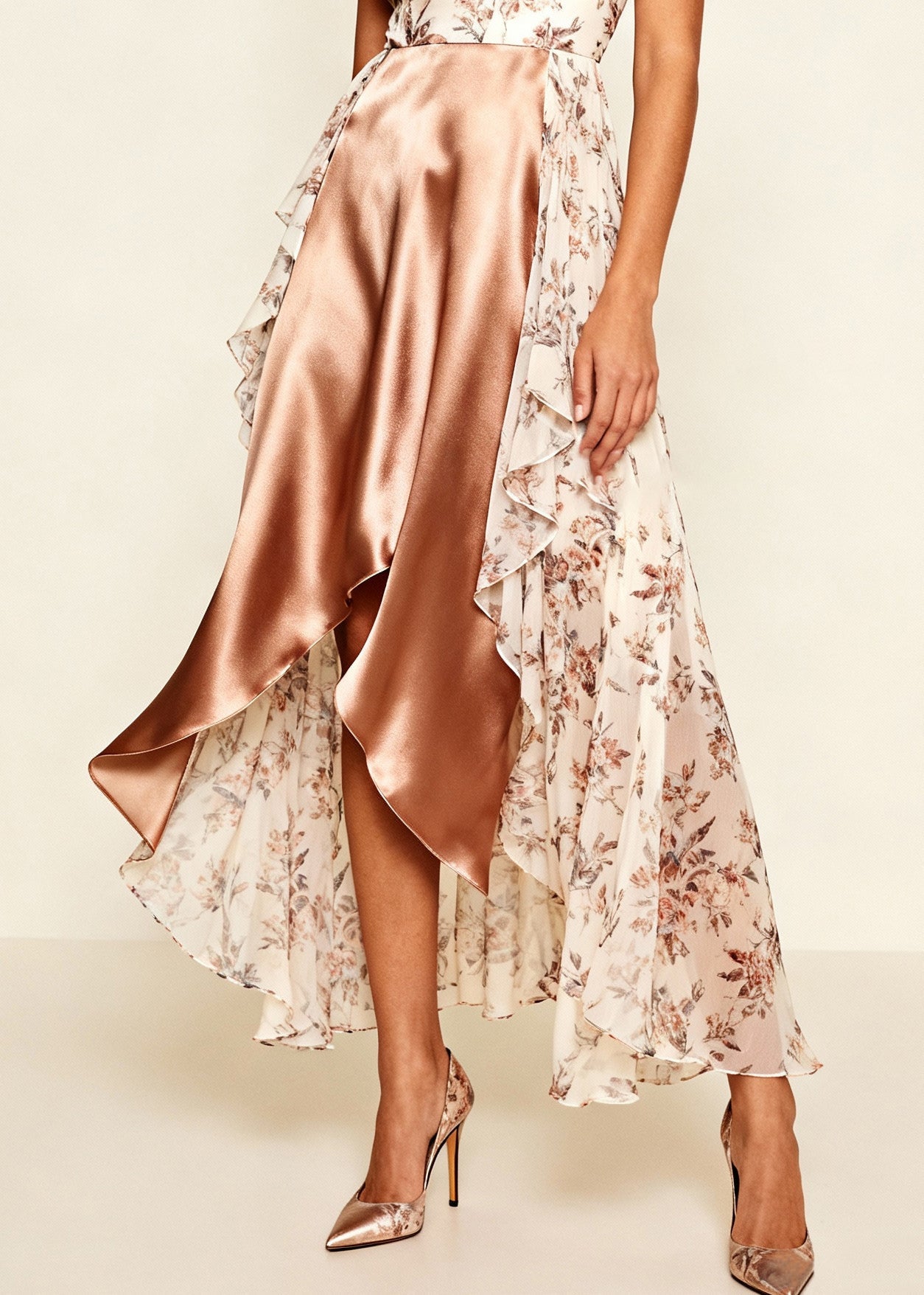 Chic White Asymmetrical Patchwork Print Chiffon Holiday Beach Dress Summer