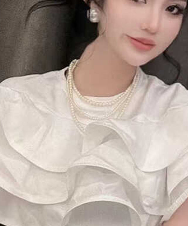 Schicke Halskette mit weißem Perlen-Patchwork-Anhänger und Quaste