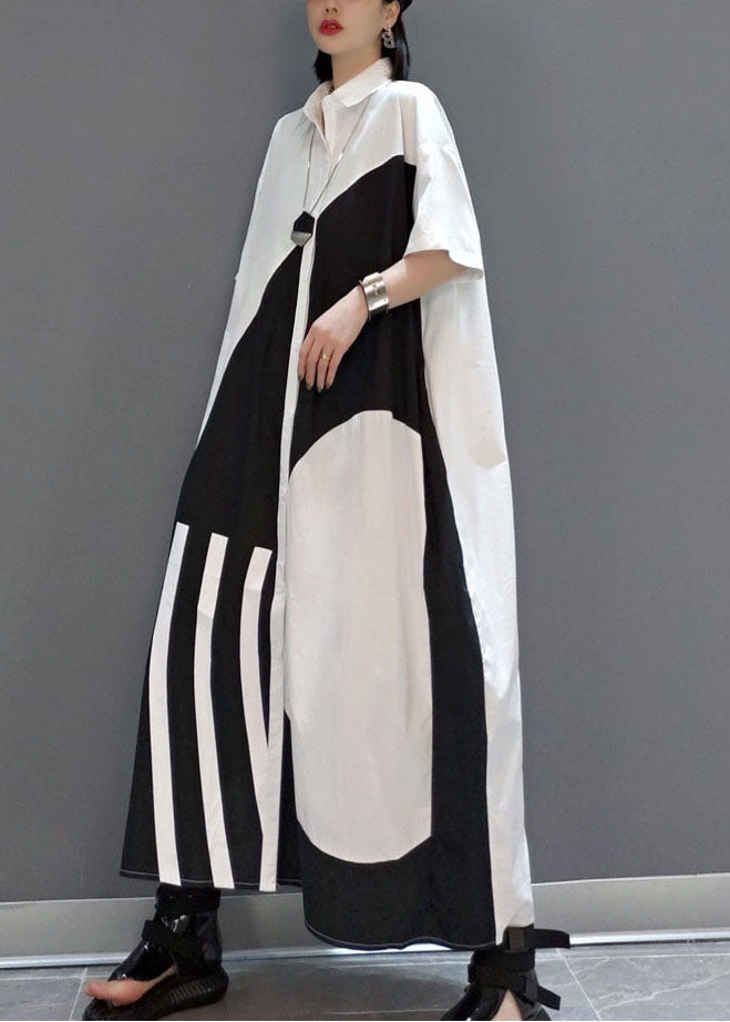 Schickes weißes Peter-Pan-Kragen-Print-Party-langes Kleid Frühling