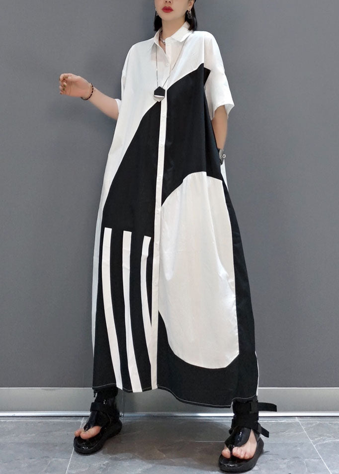 Schickes weißes Peter-Pan-Kragen-Print-Party-langes Kleid Frühling