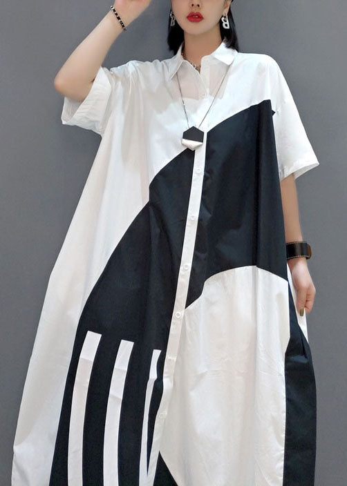 Schickes weißes Peter-Pan-Kragen-Print-Party-langes Kleid Frühling