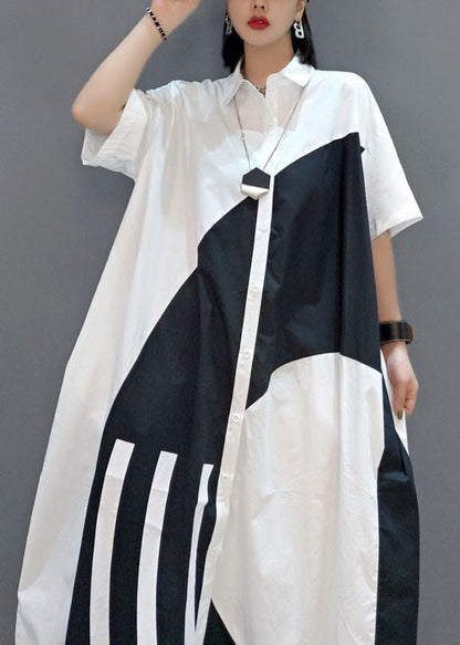 Schickes weißes Peter-Pan-Kragen-Print-Party-langes Kleid Frühling