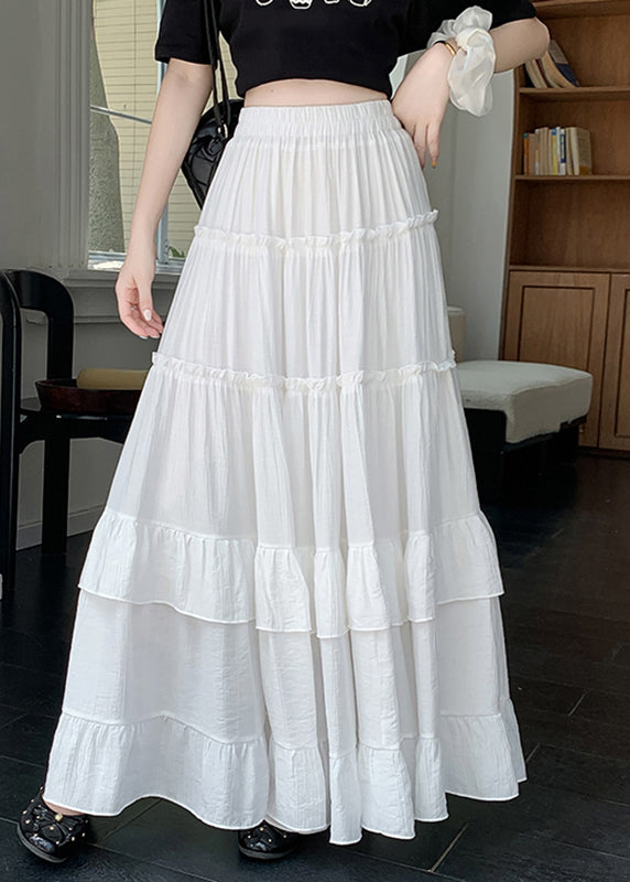 Schicke weiße Rüschen-Patchwork-A-Linien-Röcke für den Sommer