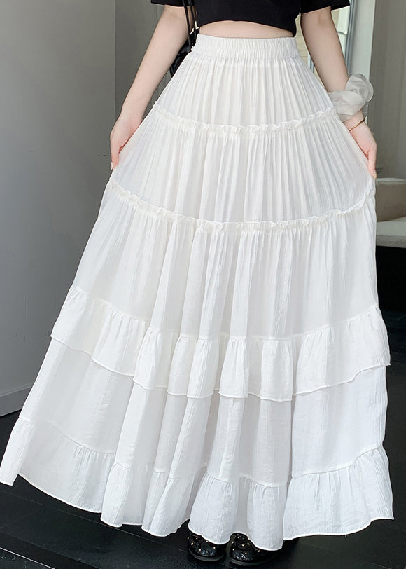 Schicke weiße Rüschen-Patchwork-A-Linien-Röcke für den Sommer