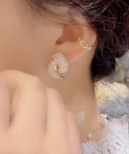 Schicke Creolen aus Sterlingsilber mit geometrischem Zirkon und Doppel-C