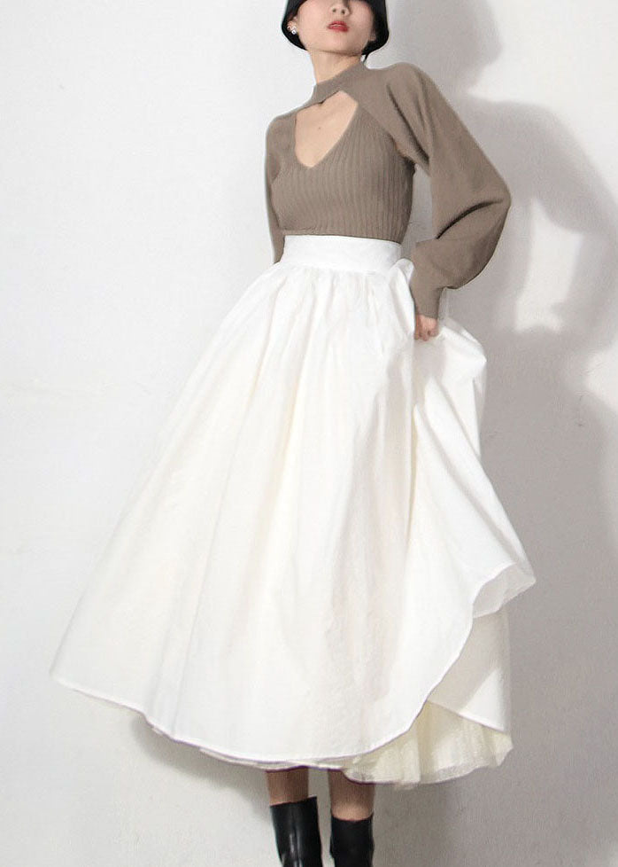 Chic Weiß Zip Up spitze Patchwork strand Röcke Frühling