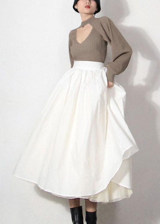 Chic Weiß Zip Up spitze Patchwork strand Röcke Frühling