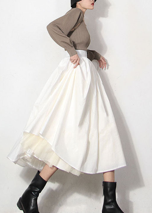 Chic Weiß Zip Up spitze Patchwork strand Röcke Frühling