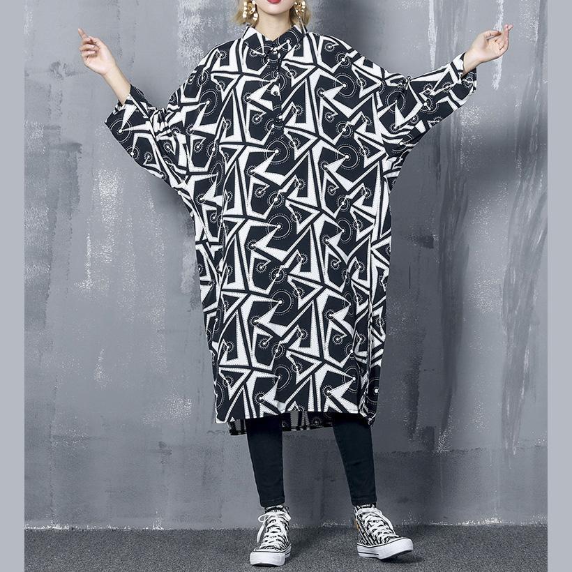 Schicke Damen-Design Chiffon Long Shirts Korea Ideen schwarz Print Kleider