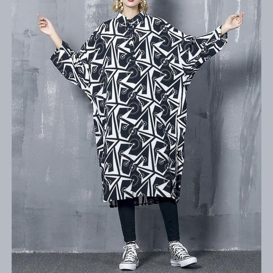 Schicke Damen-Design Chiffon Long Shirts Korea Ideen schwarz Print Kleider