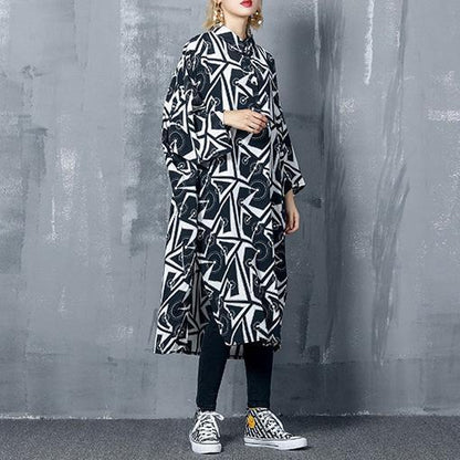 Schicke Damen-Design Chiffon Long Shirts Korea Ideen schwarz Print Kleider