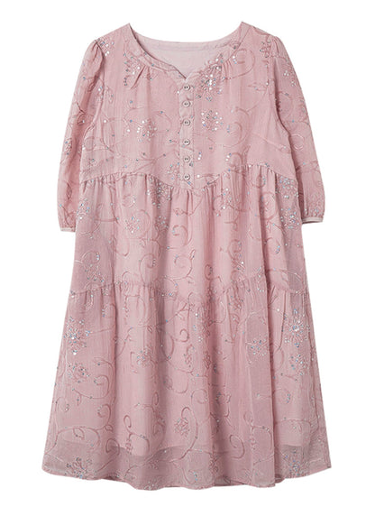 Chic Yellow Sequins Embroidered Patchwork Cotton Dress Summer