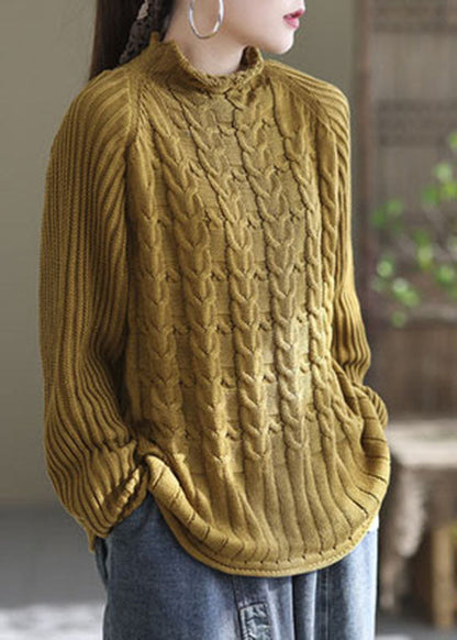 Chic Yellow Turtle Neck warme Strickpullover Winter